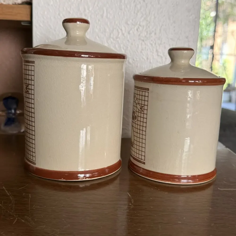Cottagecore Country Best Pig & Hen Vintage Coffee and Tea Jars